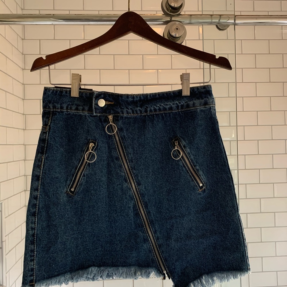 Moto Style Jean Skirt